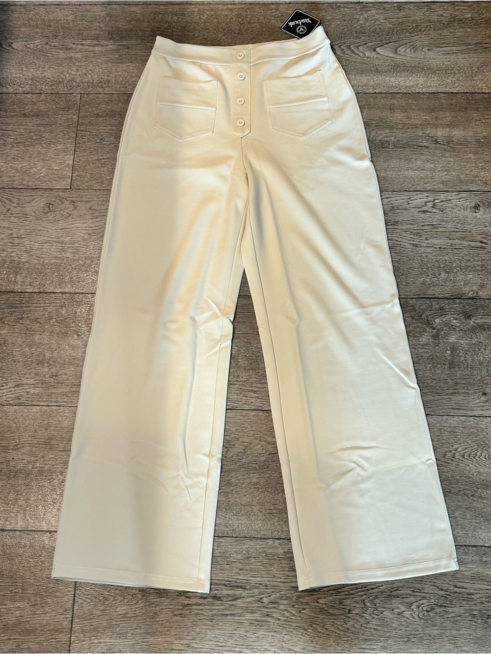 High-Waist Wide Leg Women's Dress Pants- Cream